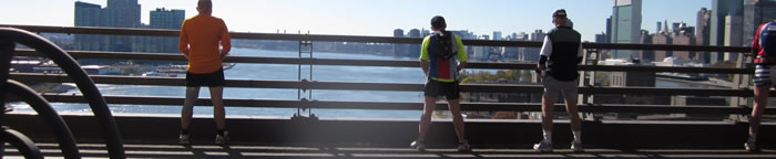 Lads take a pit stop on the Queensborough Bridge