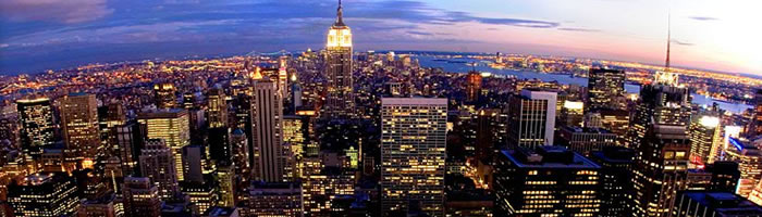 Mid-Town Manhattan Night Skyline from Thirty-Thirty Hotel