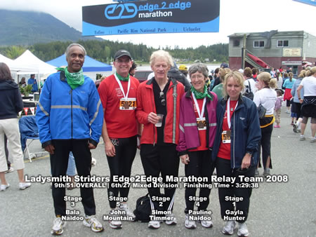 Click to Enlarge Photo - 2008 Ladysmith Striders Edge2Edge Marathon Relay Team 